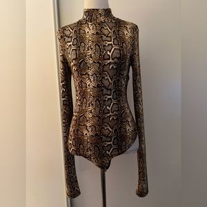 Naked wardrobe snakeskin print bodycon bodysuit Sz S